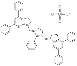 Molecular Structure of 102363-00-8 (5H-Cyclopenta[b]thiopyrylium,7-[[3-[(5,6- dihydro-2,4-diphenylcyclopenta[b]thiopyran-7- yl)methylene]-2-phenyl-1-cyclopenten-1-yl]- methylene]-6,7-dihydro-2,4-diphenyl-,perchlorate)